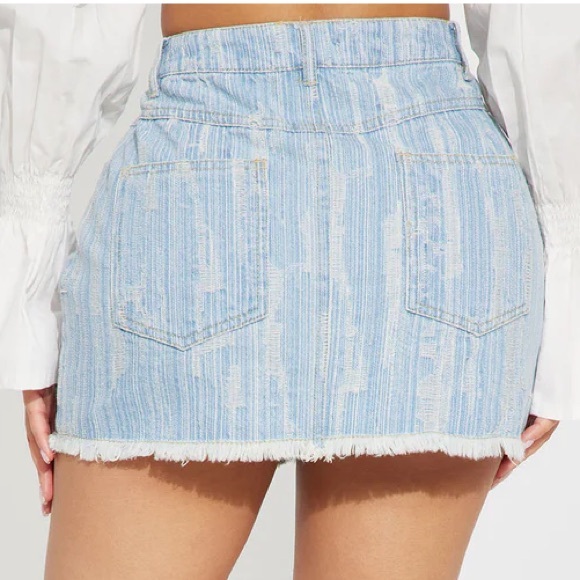 Sweet Rebel Distressed Denim Mini Skirt - Light Blue (MEDIUM) - Picture 3 of 4